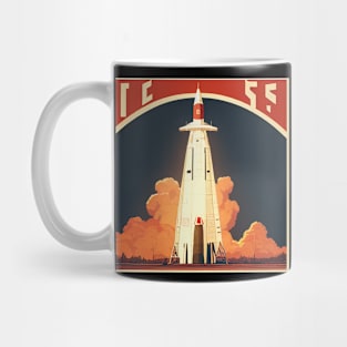 Vintage Space Rocket Launch Poster Mug